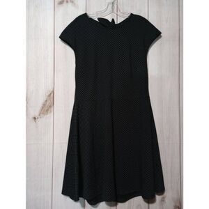 GAP Black Polka Dot Open Back Tie Neck Cap Sleeve Flared Dress Women's 16